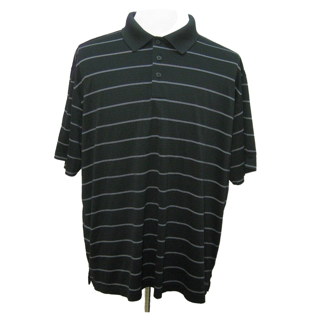 Champion Black Polo Shirt Mens 2XL Short Sleeve Striped Athletic Golf Tennis Top